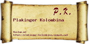 Plakinger Kolombina névjegykártya